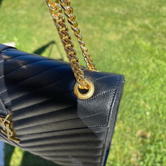 Authentic YSL LARGE ENVELOPE CHAIN BAG in Black - Picture 9 of 14